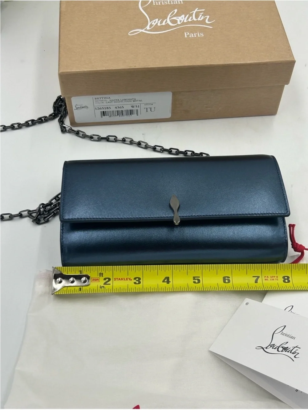 Women’s Christian Louboutin, Bettina, Napa, lamb leather wallet on a chain